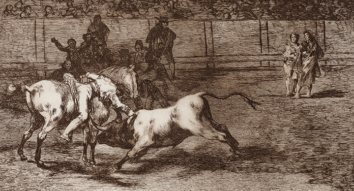 Mariano Ceballos, alias el Indio, mata el toro desde su caballo