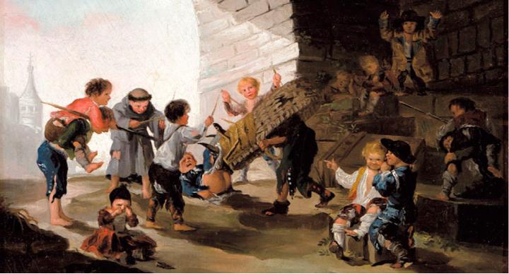 Niños jugando a los toros